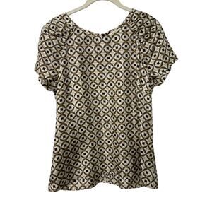 Etro Silk Short Sleeve Tan Brown Pattern Blouse Top Sz 46/Large